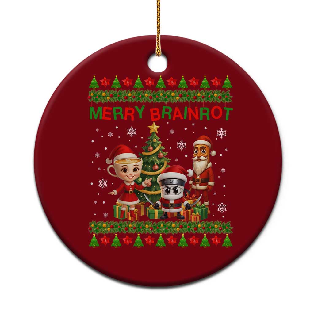 Merry Brainrot Ceramic Ornament Funny Ugly Christmas Italian Meme Gift - Wonder Print Shop