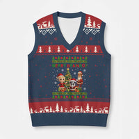 Merry Brainrot V-Neck Knit Sweater Vest Funny Ugly Xmas Italian Meme Gift - Wonder Print Shop
