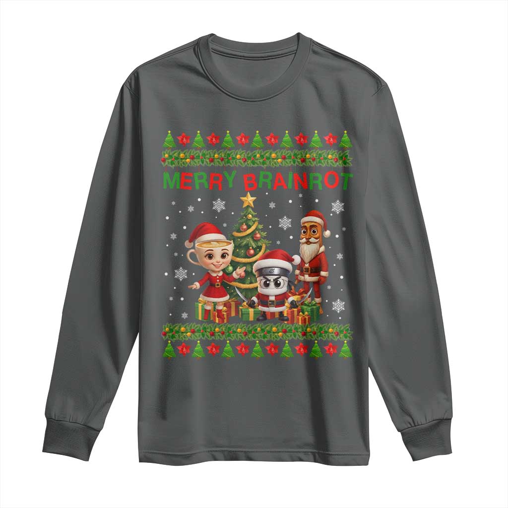 Merry Brainrot Long Sleeve Shirt Funny Ugly Christmas Italian Meme Gift - Wonder Print Shop