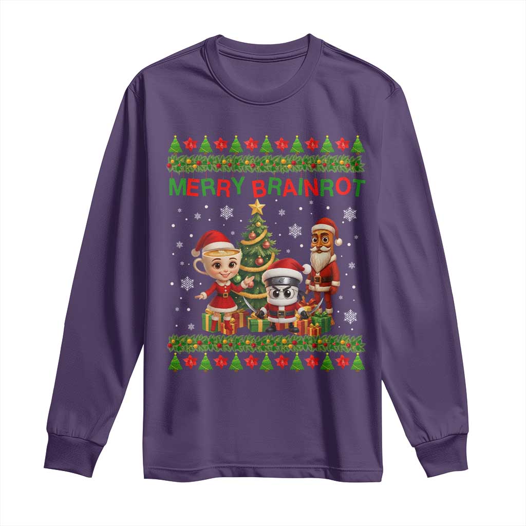 Merry Brainrot Long Sleeve Shirt Funny Ugly Christmas Italian Meme Gift - Wonder Print Shop