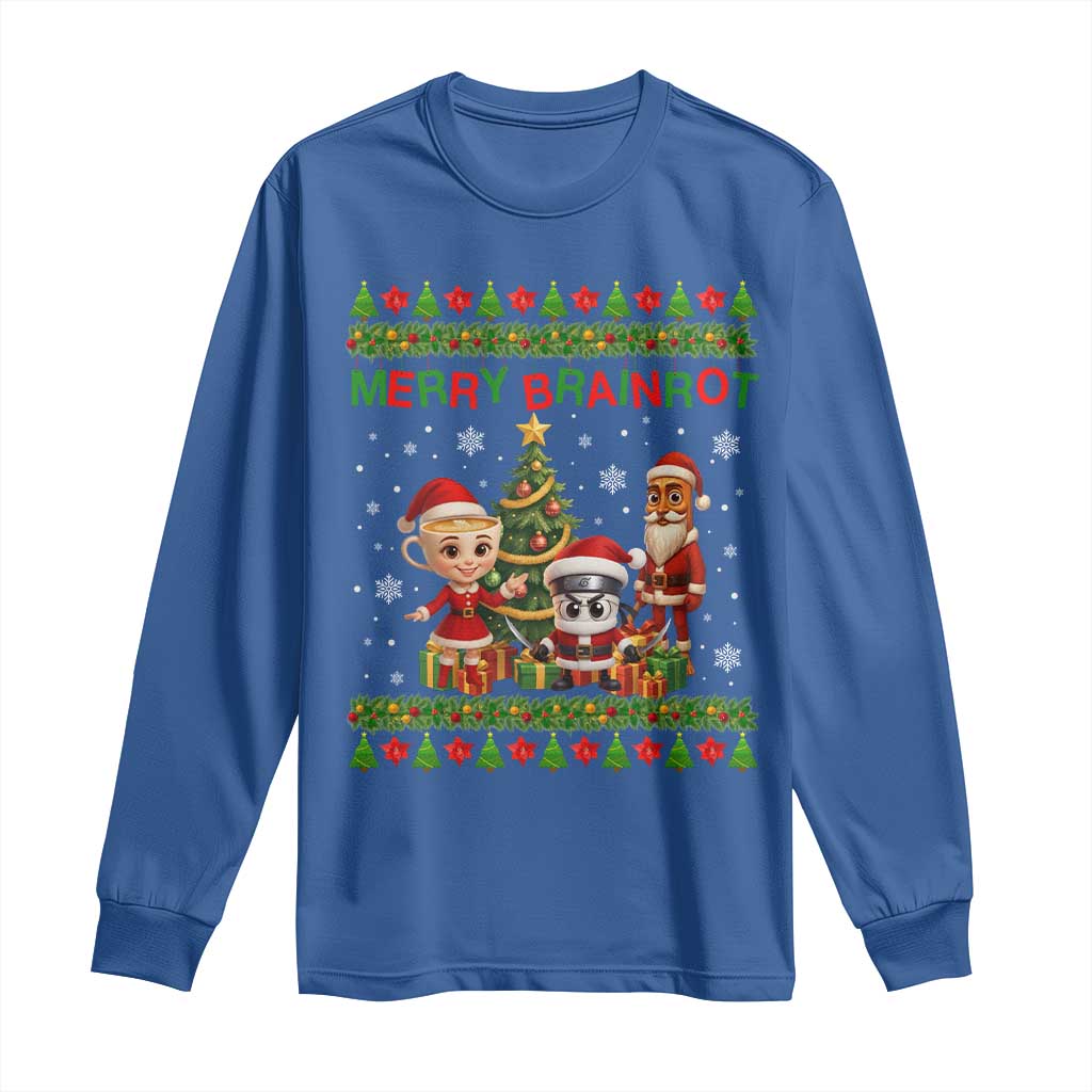 Merry Brainrot Long Sleeve Shirt Funny Ugly Christmas Italian Meme Gift - Wonder Print Shop