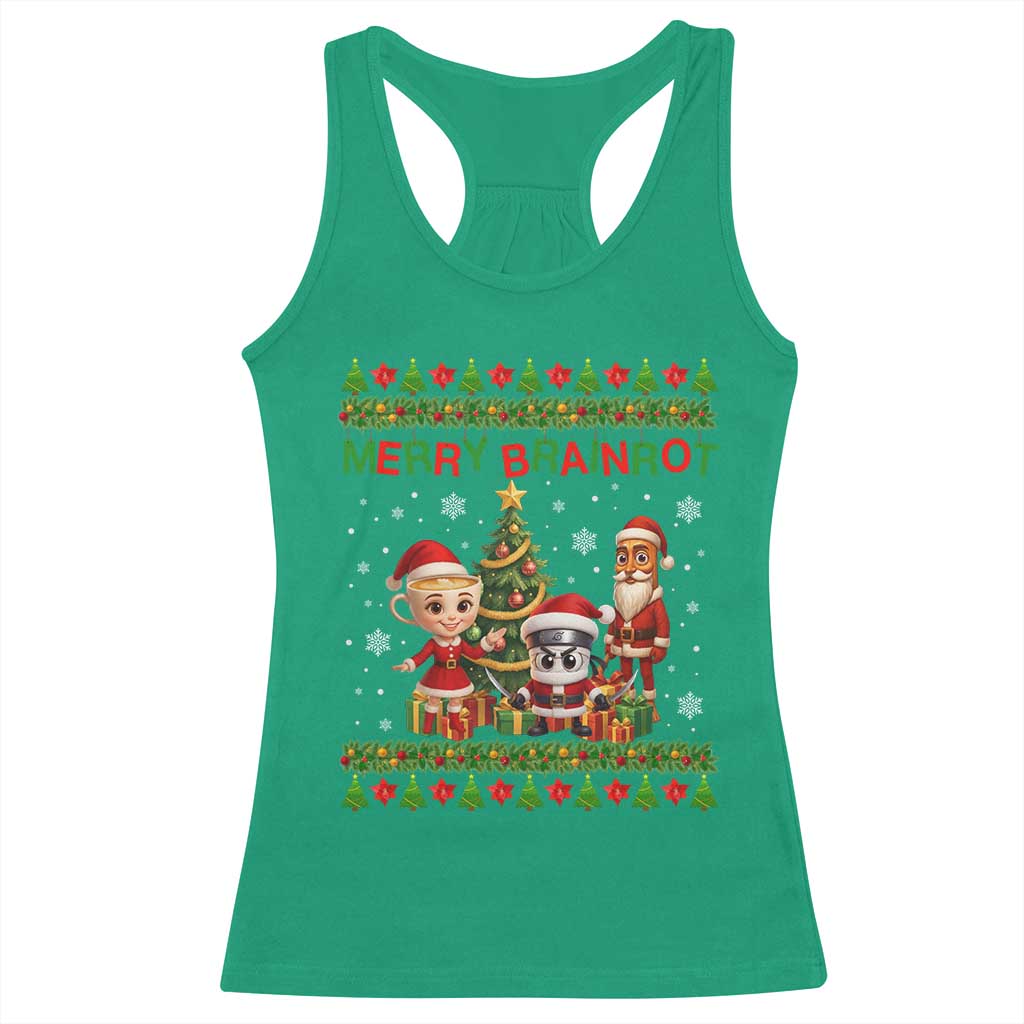 Merry Brainrot Racerback Tank Top Funny Ugly Christmas Italian Meme Gift - Wonder Print Shop