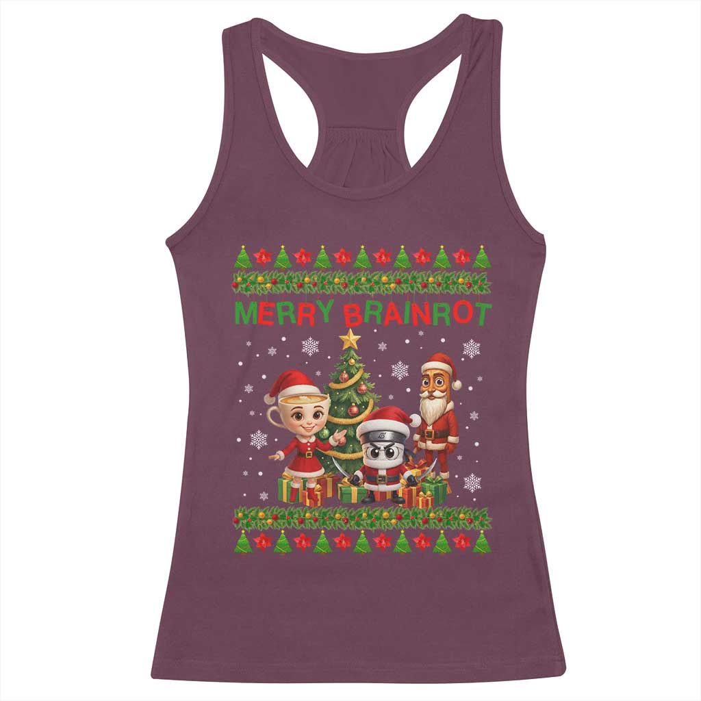 Merry Brainrot Racerback Tank Top Funny Ugly Christmas Italian Meme Gift - Wonder Print Shop