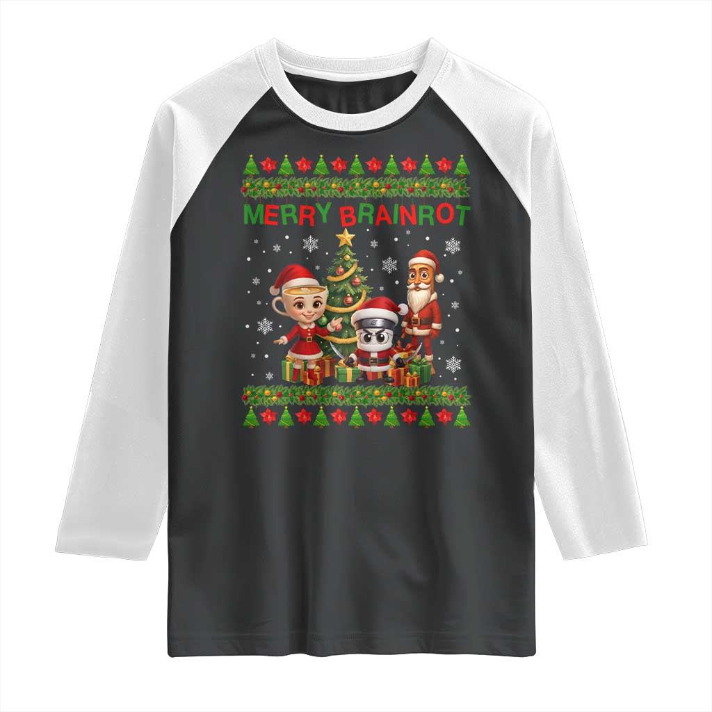 Merry Brainrot Raglan Shirt Funny Ugly Christmas Italian Meme Gift - Wonder Print Shop