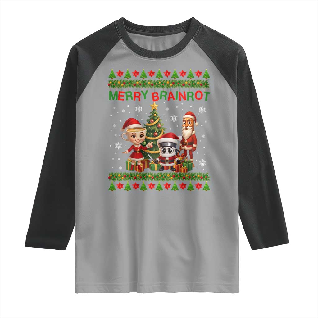Merry Brainrot Raglan Shirt Funny Ugly Christmas Italian Meme Gift - Wonder Print Shop