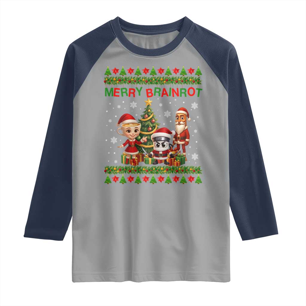 Merry Brainrot Raglan Shirt Funny Ugly Christmas Italian Meme Gift - Wonder Print Shop
