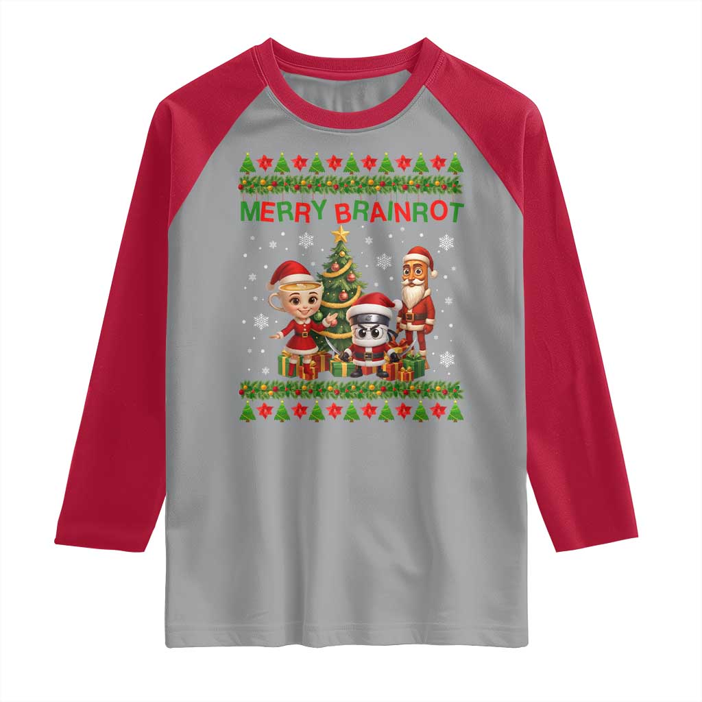 Merry Brainrot Raglan Shirt Funny Ugly Christmas Italian Meme Gift - Wonder Print Shop