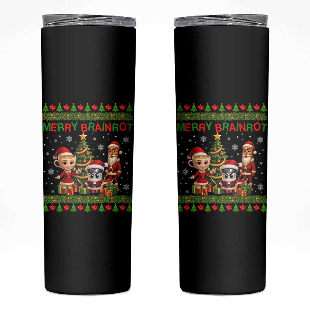 Merry Brainrot Skinny Tumbler Funny Ugly Christmas Italian Meme Gift - Wonder Print Shop