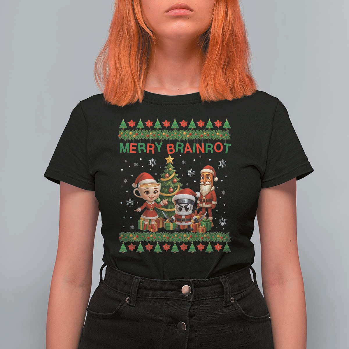 Merry Brainrot T Shirt For Women Funny Ugly Christmas Italian Meme Gift - Wonder Print Shop