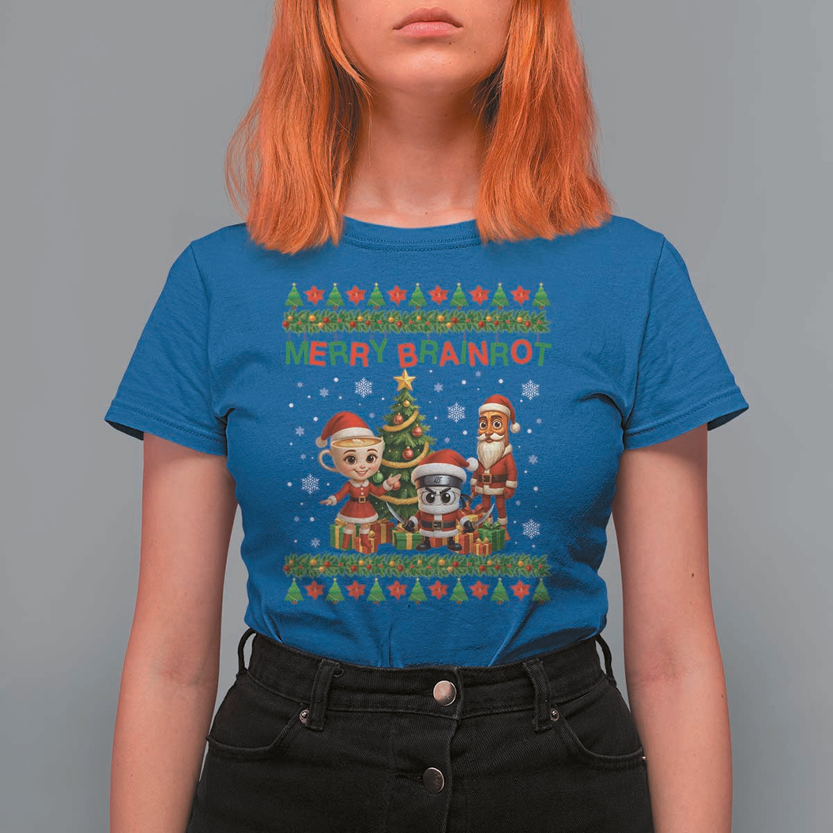 Merry Brainrot T Shirt For Women Funny Ugly Christmas Italian Meme Gift - Wonder Print Shop