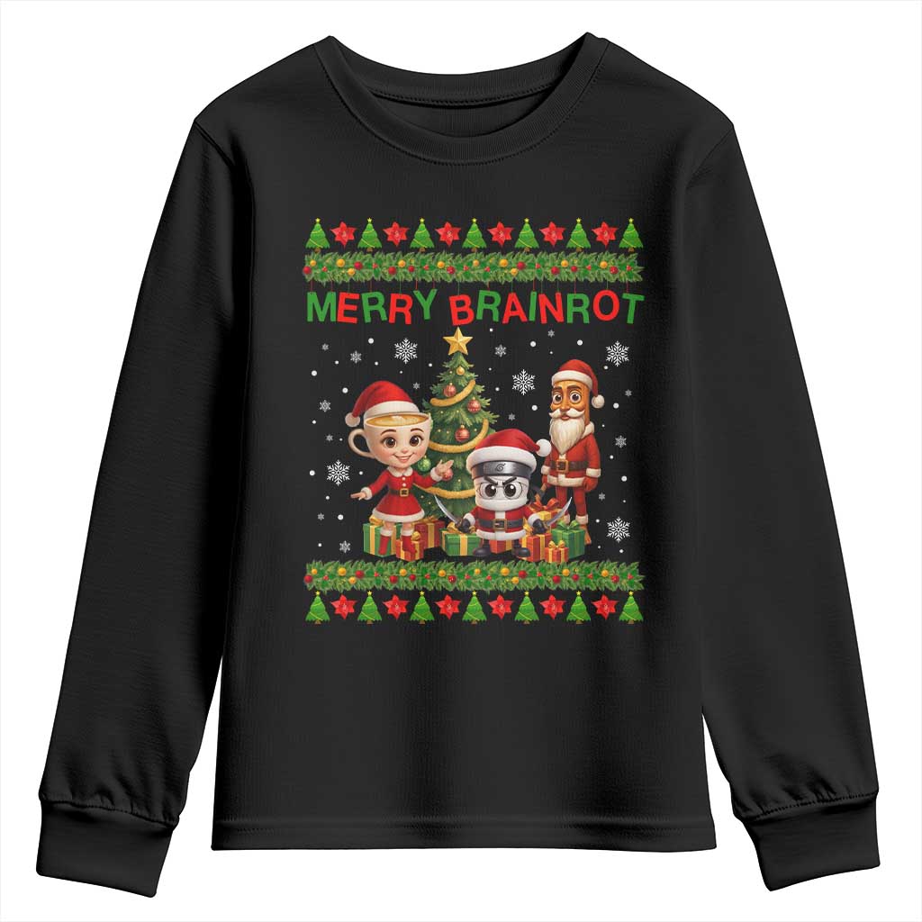 Merry Brainrot Youth Sweatshirt Funny Ugly Christmas Italian Meme Gift - Wonder Print Shop