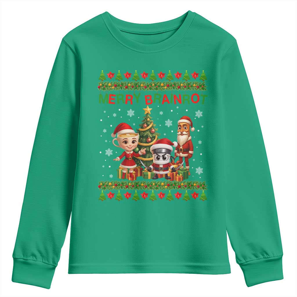 Merry Brainrot Youth Sweatshirt Funny Ugly Christmas Italian Meme Gift - Wonder Print Shop