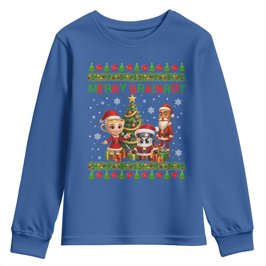 Merry Brainrot Youth Sweatshirt Funny Ugly Christmas Italian Meme Gift - Wonder Print Shop