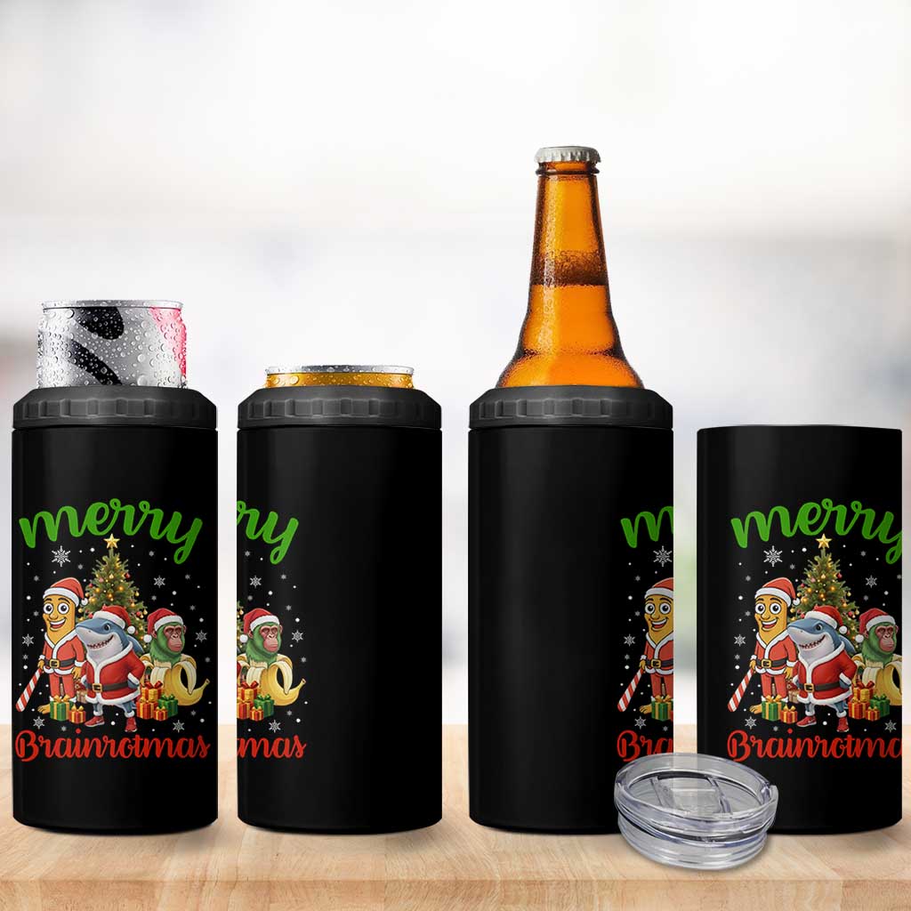 Merry Brainrotmas 4 in 1 Can Cooler Tumbler Funny Italian Brainrot Meme Christmas - Wonder Print Shop