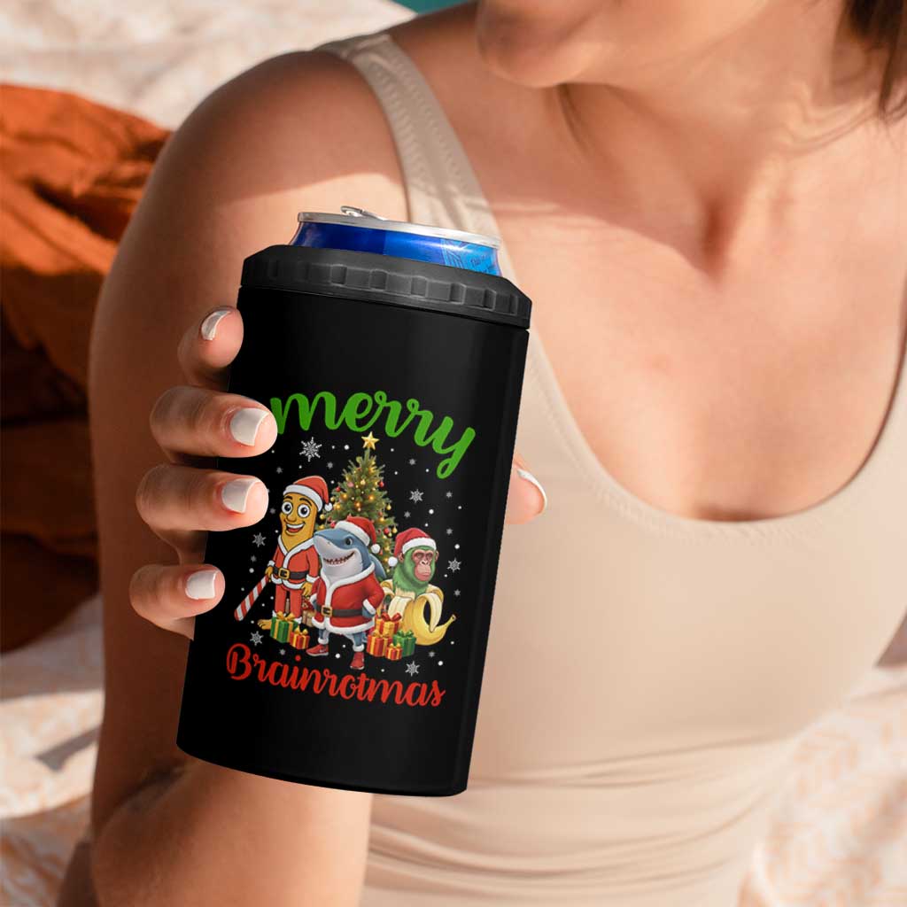 Merry Brainrotmas 4 in 1 Can Cooler Tumbler Funny Italian Brainrot Meme Christmas - Wonder Print Shop