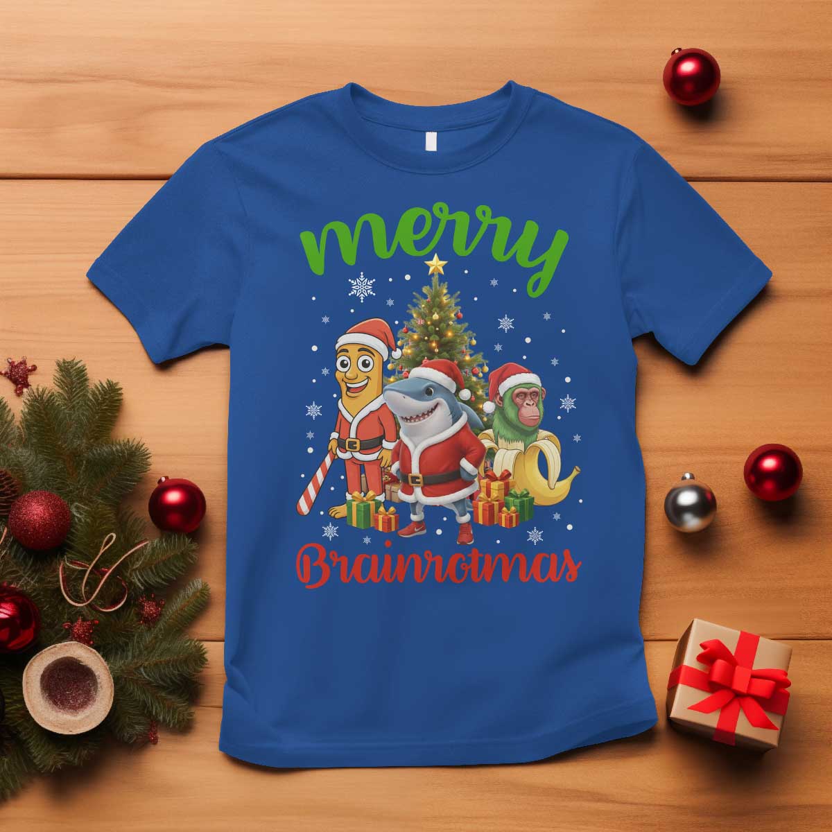 Merry Brainrotmas T Shirt Funny Italian Brainrot Meme Christmas - Wonder Print Shop
