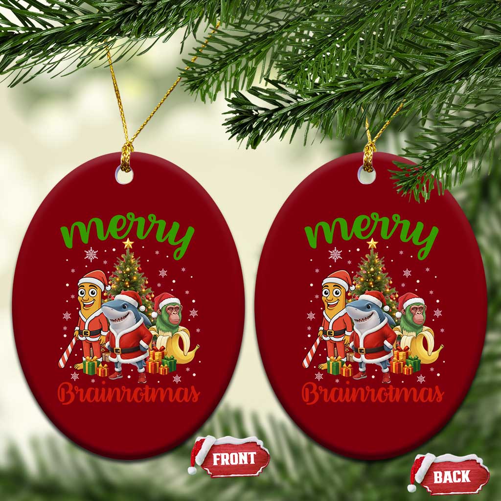 Merry Brainrotmas Ceramic Ornament Funny Italian Brainrot Meme Christmas - Wonder Print Shop