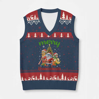 Merry Brainrotmas V-Neck Knit Sweater Vest Funny Italian Brainrot Meme Christmas - Wonder Print Shop