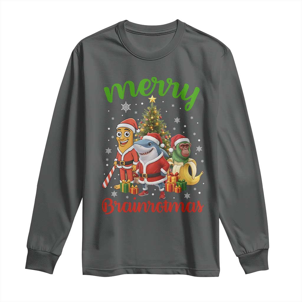 Merry Brainrotmas Long Sleeve Shirt Funny Italian Brainrot Meme Christmas - Wonder Print Shop