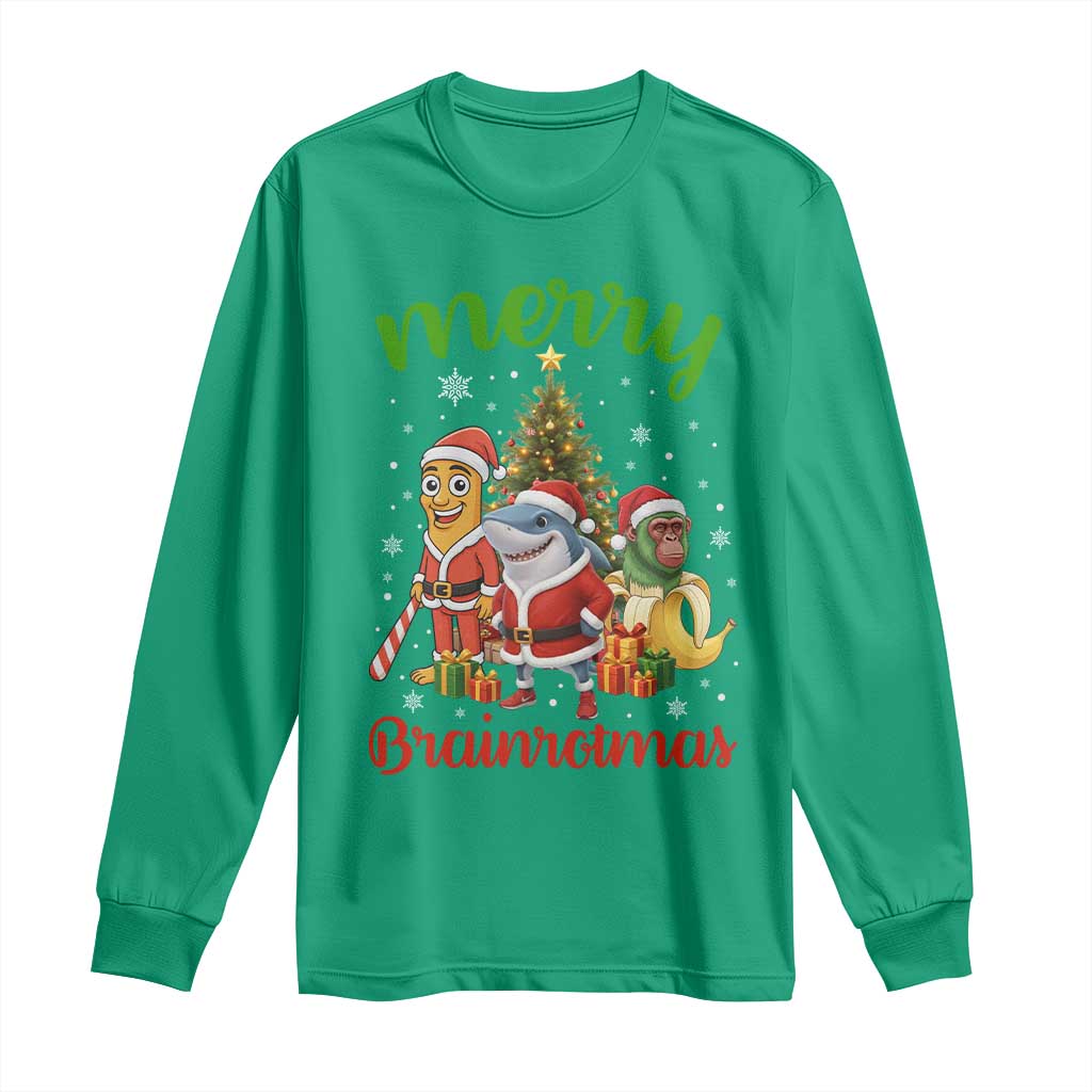 Merry Brainrotmas Long Sleeve Shirt Funny Italian Brainrot Meme Christmas - Wonder Print Shop