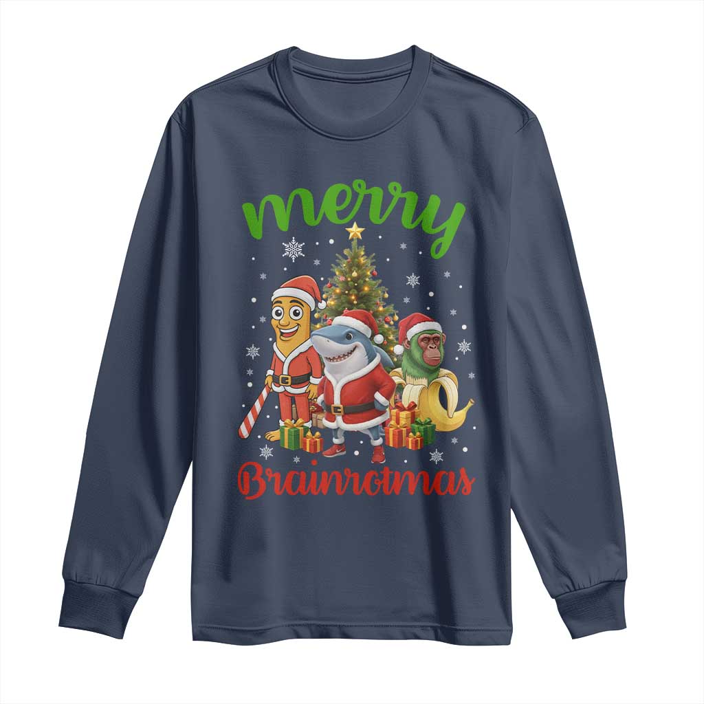 Merry Brainrotmas Long Sleeve Shirt Funny Italian Brainrot Meme Christmas - Wonder Print Shop