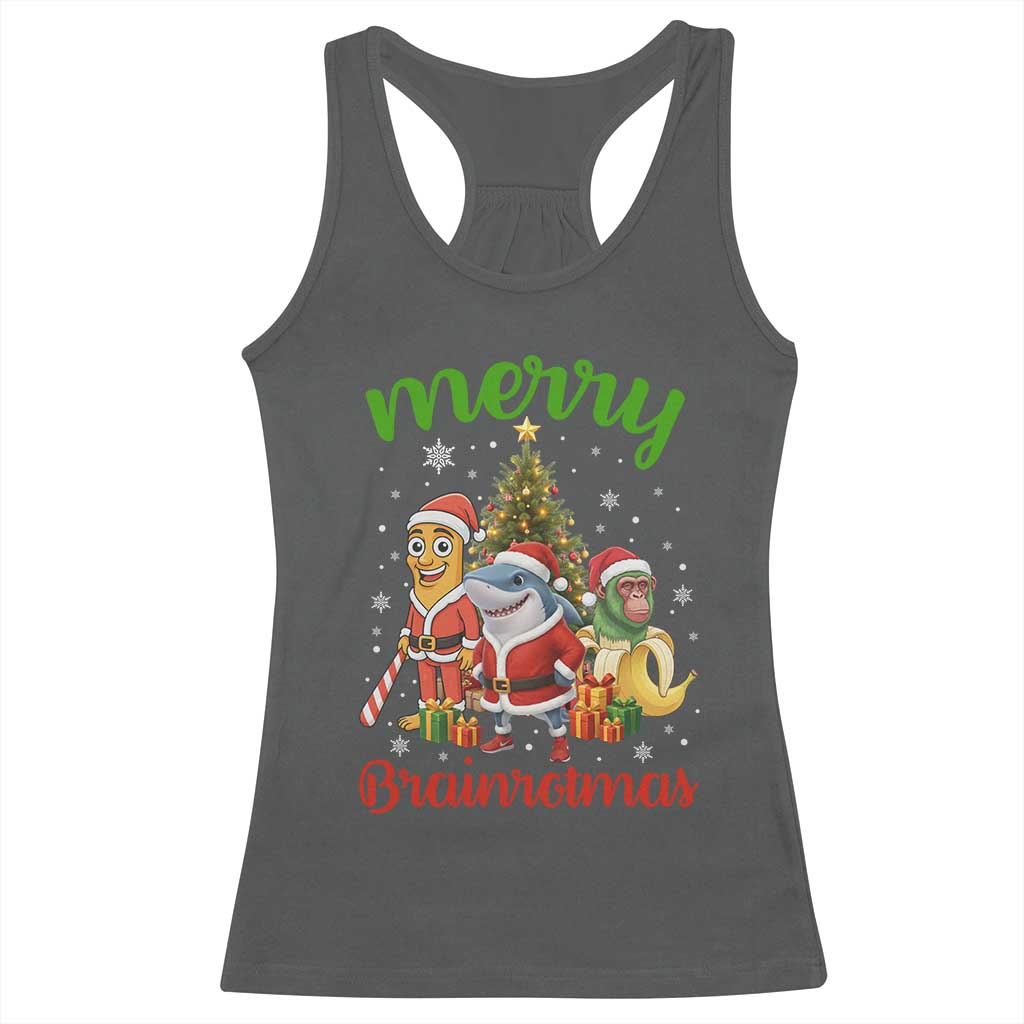 Merry Brainrotmas Racerback Tank Top Funny Italian Brainrot Meme Christmas - Wonder Print Shop