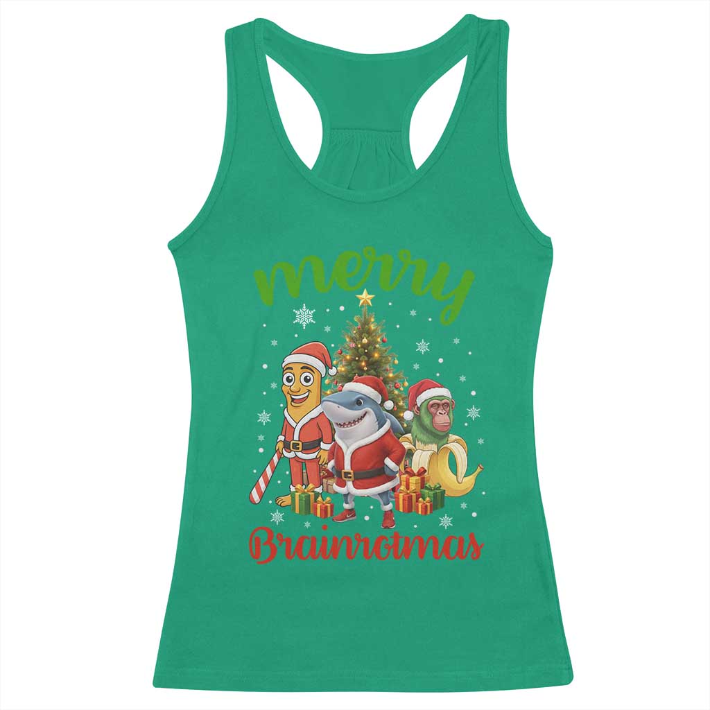 Merry Brainrotmas Racerback Tank Top Funny Italian Brainrot Meme Christmas - Wonder Print Shop