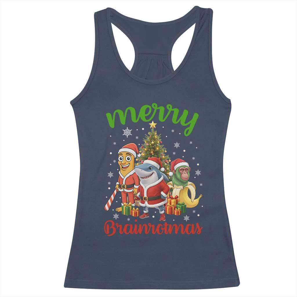 Merry Brainrotmas Racerback Tank Top Funny Italian Brainrot Meme Christmas - Wonder Print Shop