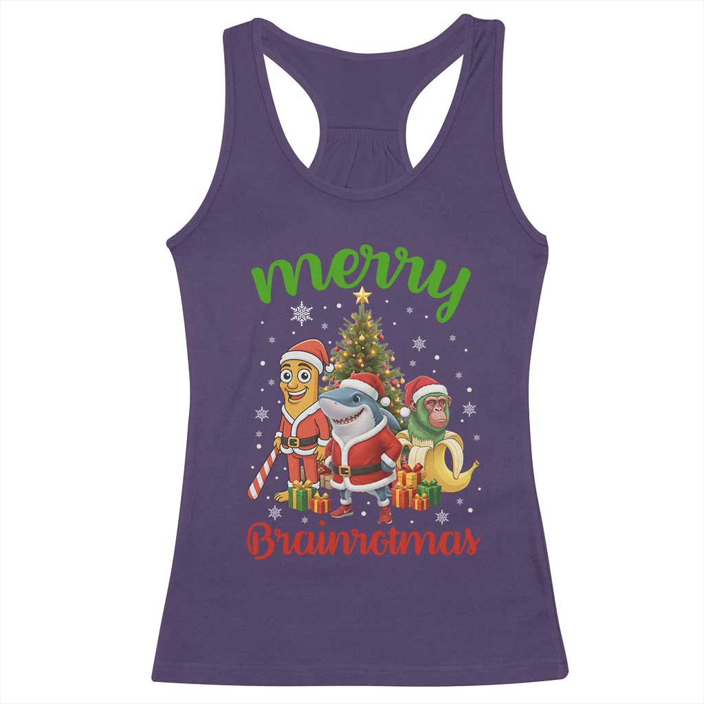 Merry Brainrotmas Racerback Tank Top Funny Italian Brainrot Meme Christmas - Wonder Print Shop