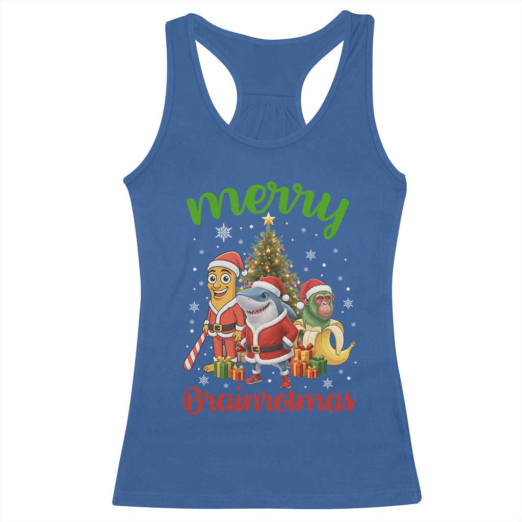 Merry Brainrotmas Racerback Tank Top Funny Italian Brainrot Meme Christmas - Wonder Print Shop