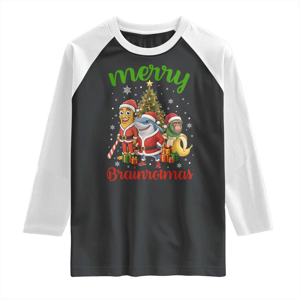 Merry Brainrotmas Raglan Shirt Funny Italian Brainrot Meme Christmas - Wonder Print Shop