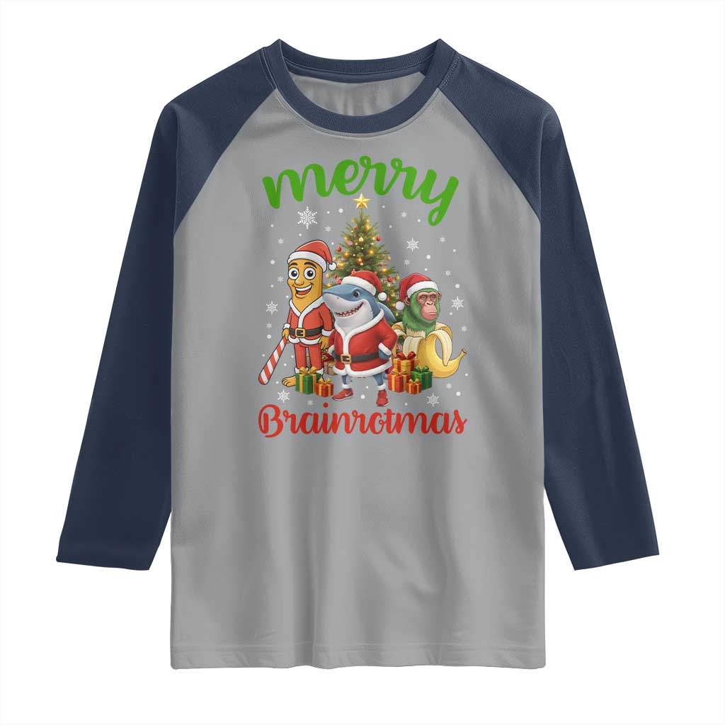 Merry Brainrotmas Raglan Shirt Funny Italian Brainrot Meme Christmas - Wonder Print Shop