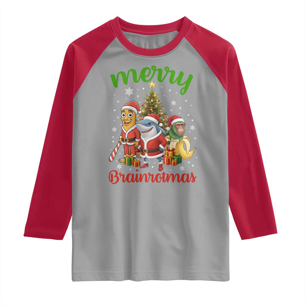 Merry Brainrotmas Raglan Shirt Funny Italian Brainrot Meme Christmas - Wonder Print Shop