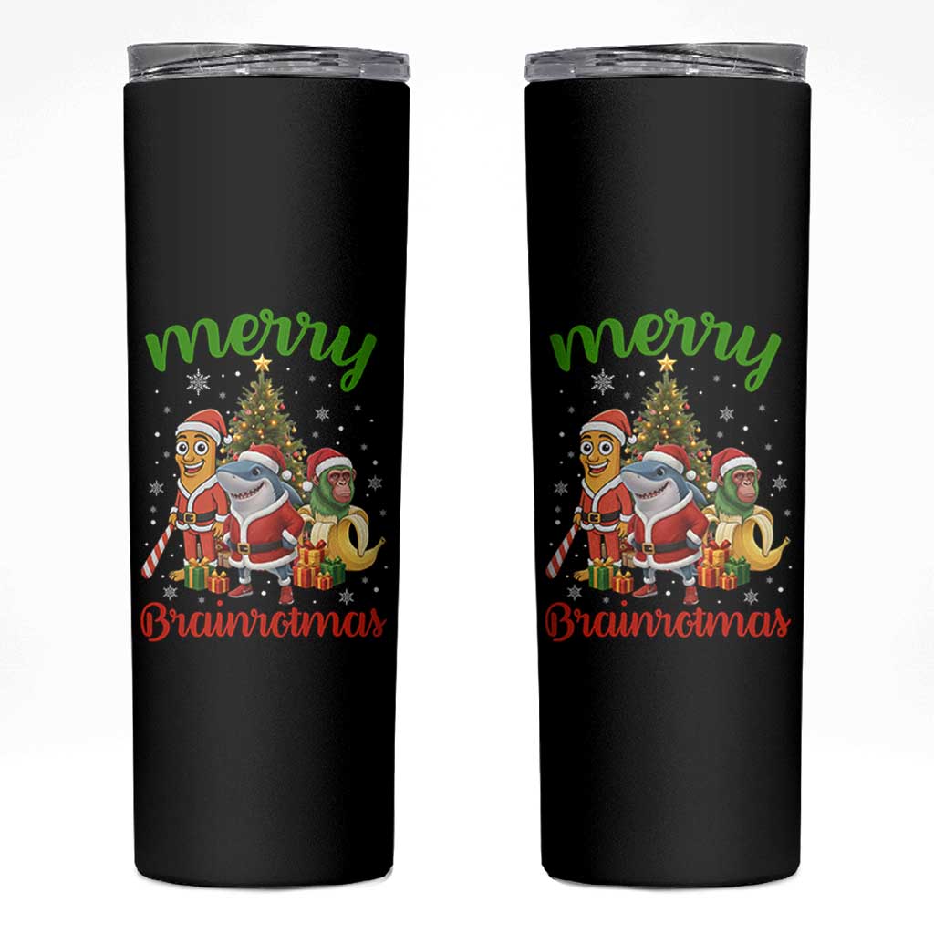 Merry Brainrotmas Skinny Tumbler Funny Italian Brainrot Meme Christmas - Wonder Print Shop