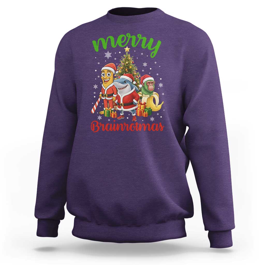Merry Brainrotmas Sweatshirt Funny Italian Brainrot Meme Christmas - Wonder Print Shop