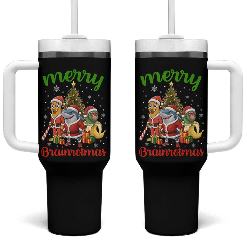 Merry Brainrotmas Tumbler With Handle Funny Italian Brainrot Meme Christmas - Wonder Print Shop