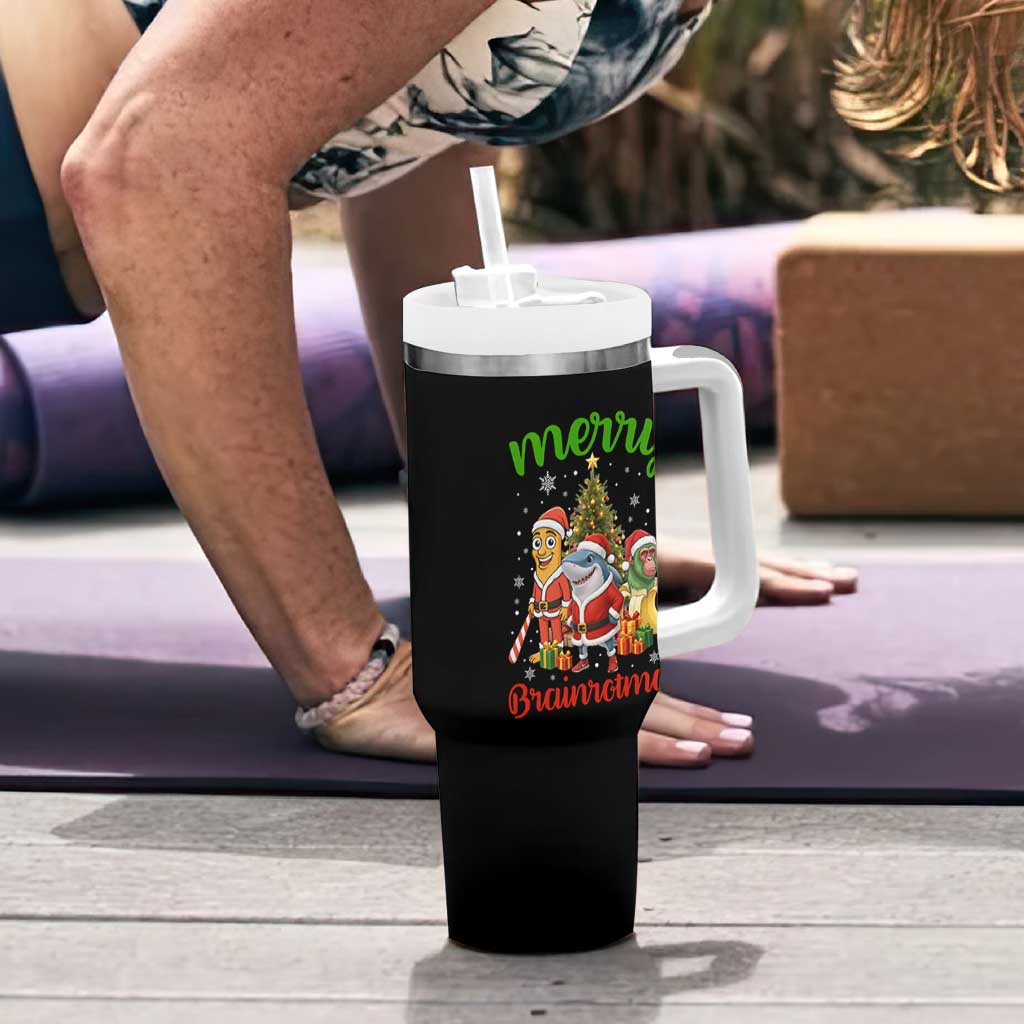 Merry Brainrotmas Tumbler With Handle Funny Italian Brainrot Meme Christmas - Wonder Print Shop