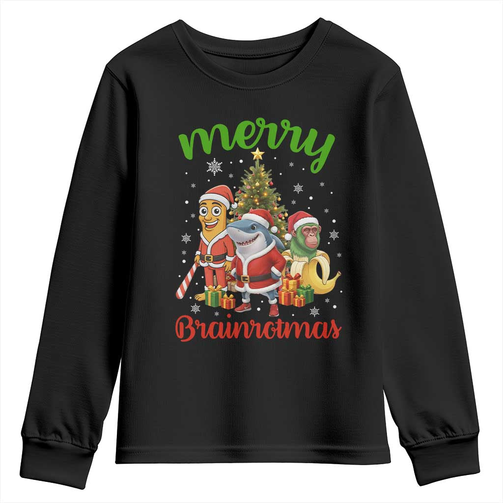 Merry Brainrotmas Youth Sweatshirt Funny Italian Brainrot Meme Christmas - Wonder Print Shop