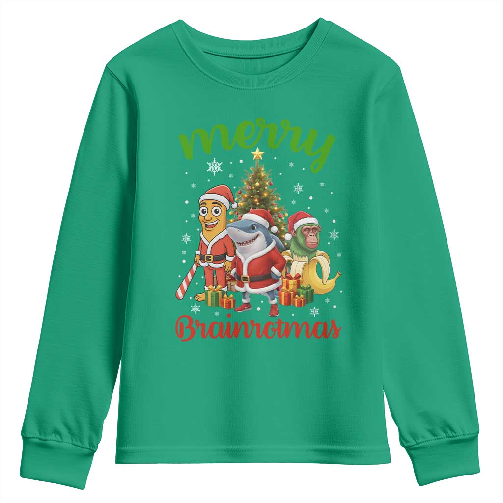 Merry Brainrotmas Youth Sweatshirt Funny Italian Brainrot Meme Christmas - Wonder Print Shop