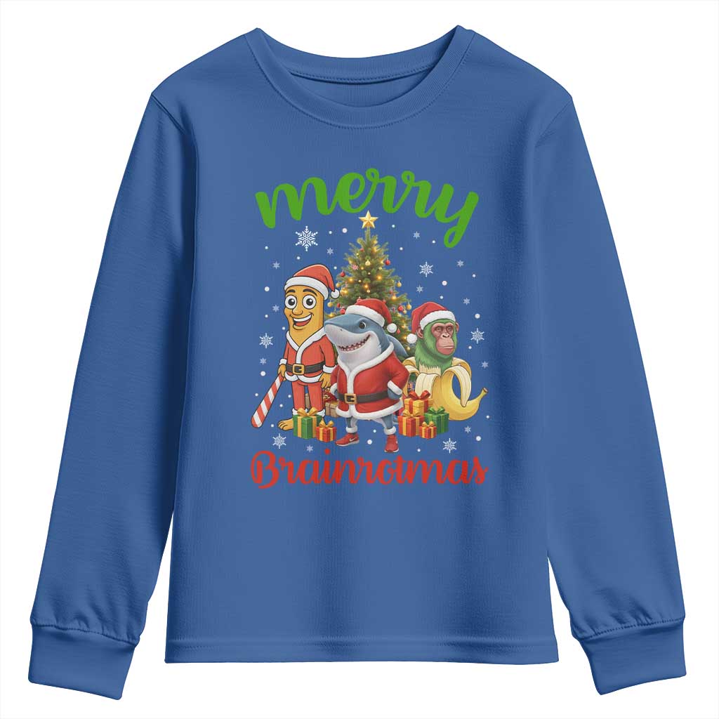 Merry Brainrotmas Youth Sweatshirt Funny Italian Brainrot Meme Christmas - Wonder Print Shop