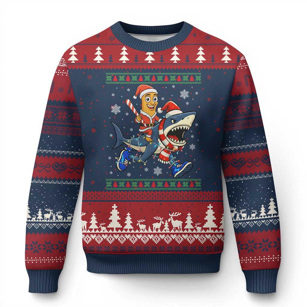 Funny Tung Tung Sahur Riding Tralala Ugly Christmas Sweater Ugly Chritstmas Italian Brainrot Meme - Wonder Print Shop