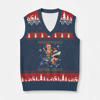 Funny Tung Tung Sahur Riding Tralala V-Neck Knit Sweater Vest Ugly Chritstmas Italian Brainrot Meme - Wonder Print Shop