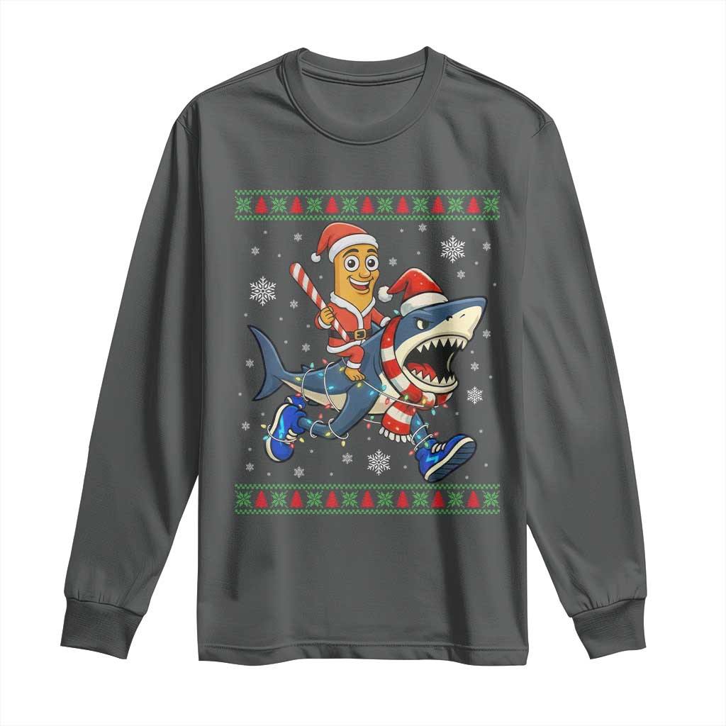 Funny Tung Tung Sahur Riding Tralala Long Sleeve Shirt Ugly Chritstmas Italian Brainrot Meme - Wonder Print Shop