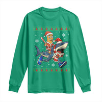 Funny Tung Tung Sahur Riding Tralala Long Sleeve Shirt Ugly Chritstmas Italian Brainrot Meme - Wonder Print Shop