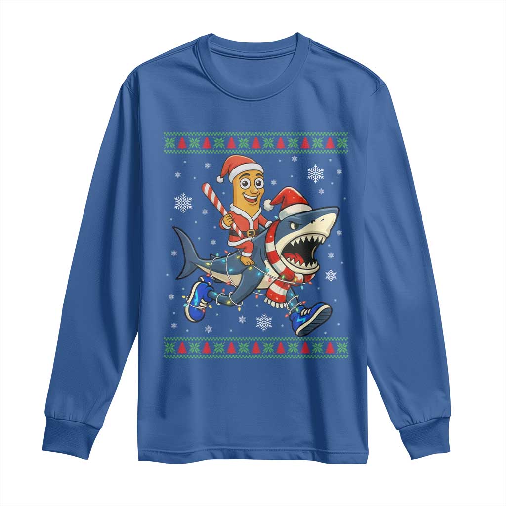 Funny Tung Tung Sahur Riding Tralala Long Sleeve Shirt Ugly Chritstmas Italian Brainrot Meme - Wonder Print Shop