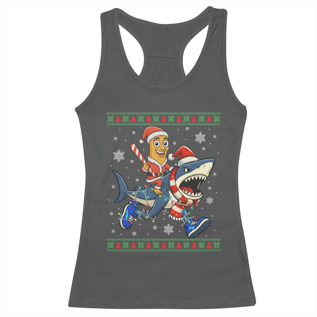 Funny Tung Tung Sahur Riding Tralala Racerback Tank Top Ugly Chritstmas Italian Brainrot Meme - Wonder Print Shop