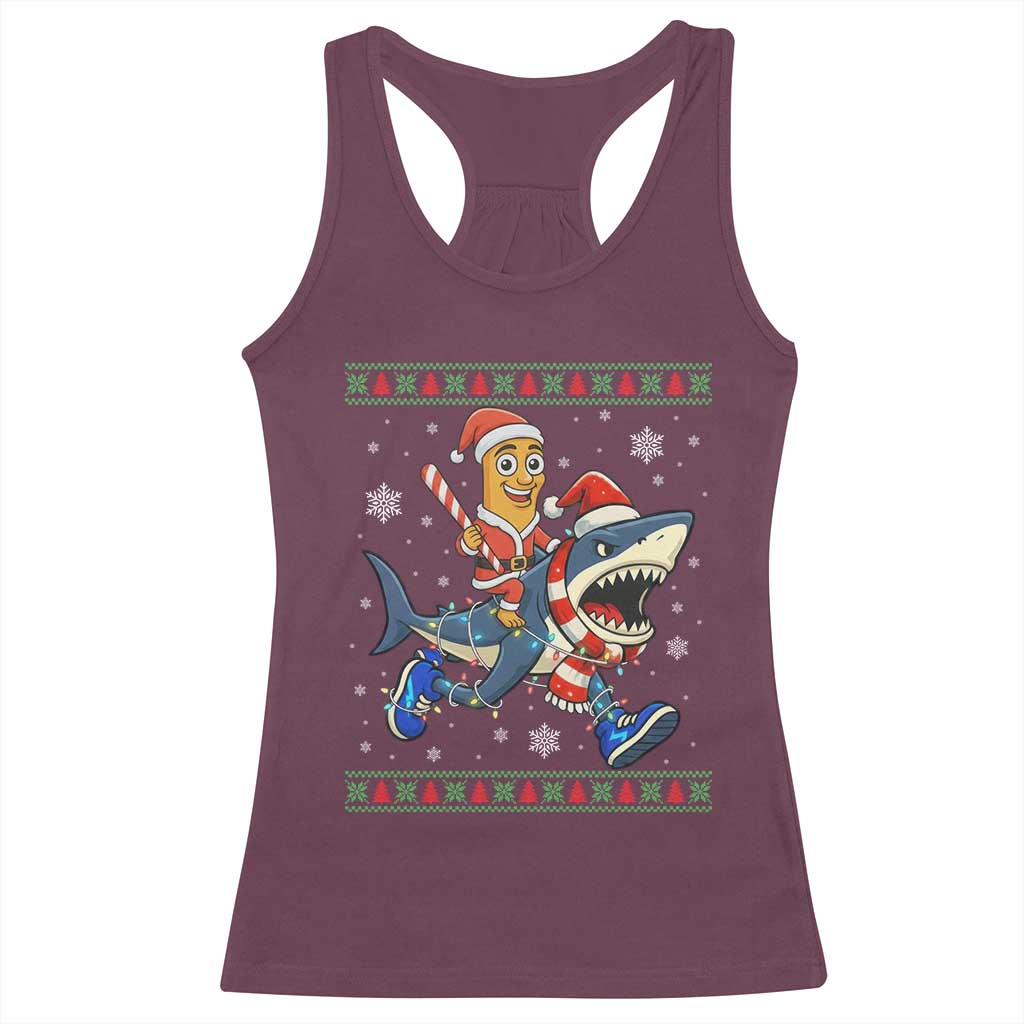 Funny Tung Tung Sahur Riding Tralala Racerback Tank Top Ugly Chritstmas Italian Brainrot Meme - Wonder Print Shop