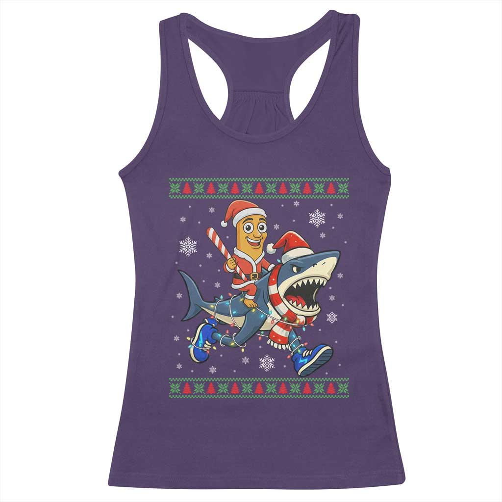Funny Tung Tung Sahur Riding Tralala Racerback Tank Top Ugly Chritstmas Italian Brainrot Meme - Wonder Print Shop
