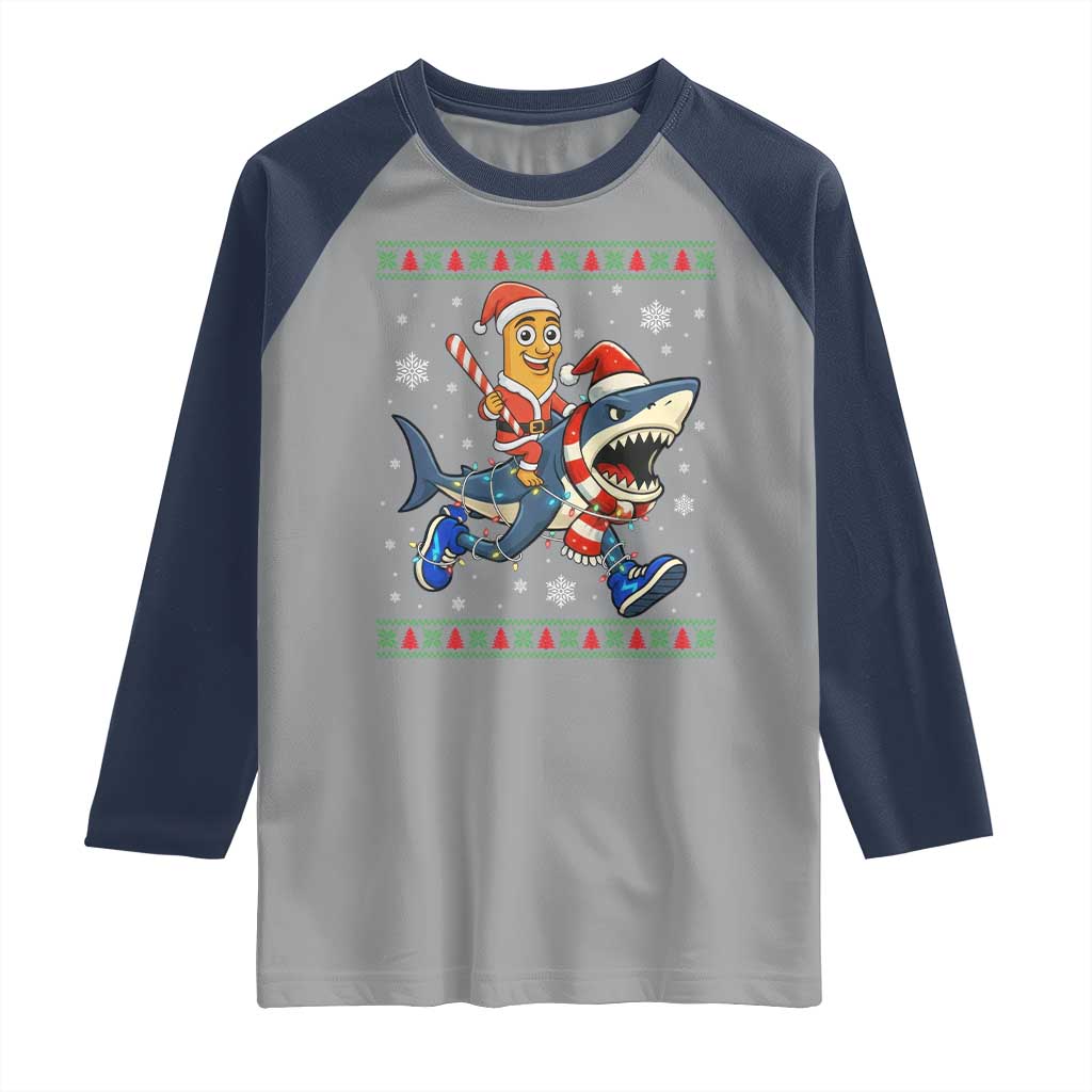Funny Tung Tung Sahur Riding Tralala Raglan Shirt Ugly Chritstmas Italian Brainrot Meme - Wonder Print Shop