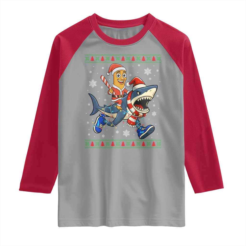 Funny Tung Tung Sahur Riding Tralala Raglan Shirt Ugly Chritstmas Italian Brainrot Meme - Wonder Print Shop